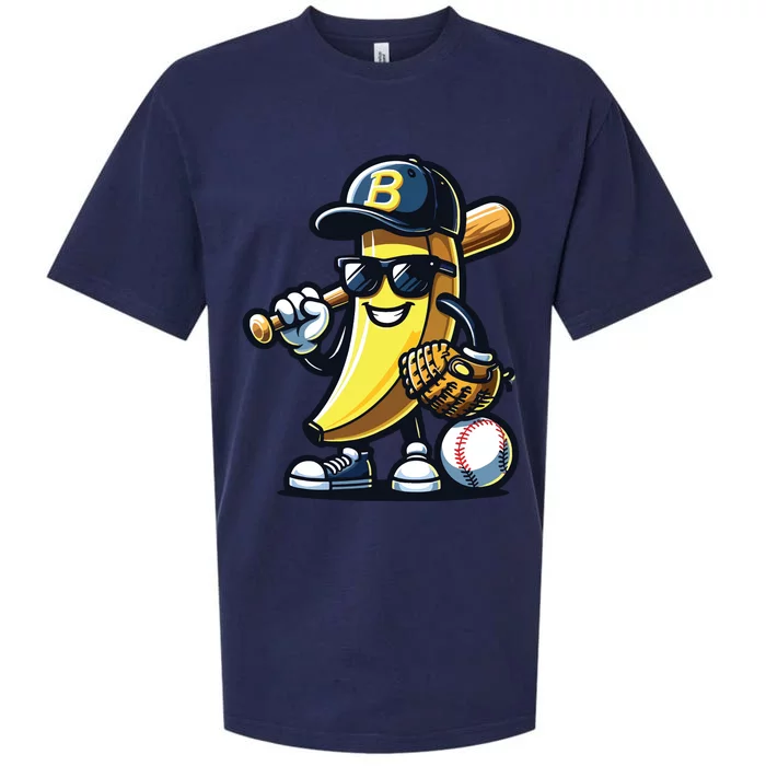 Banana Playing Baseball Fruit Lover Baseball Player Sueded Cloud Jersey T-Shirt