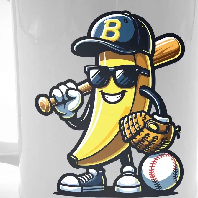 Banana Playing Baseball Fruit Lover Baseball Player Front & Back Beer Stein