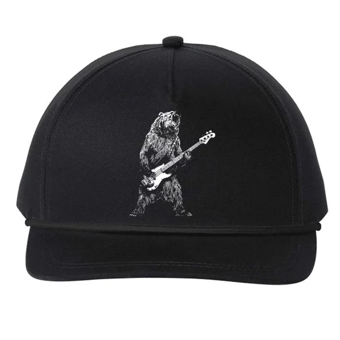 Bear Playing Bass Guitar Shirts For Men Animal Playing Guitar Snapback Five-Panel Rope Hat