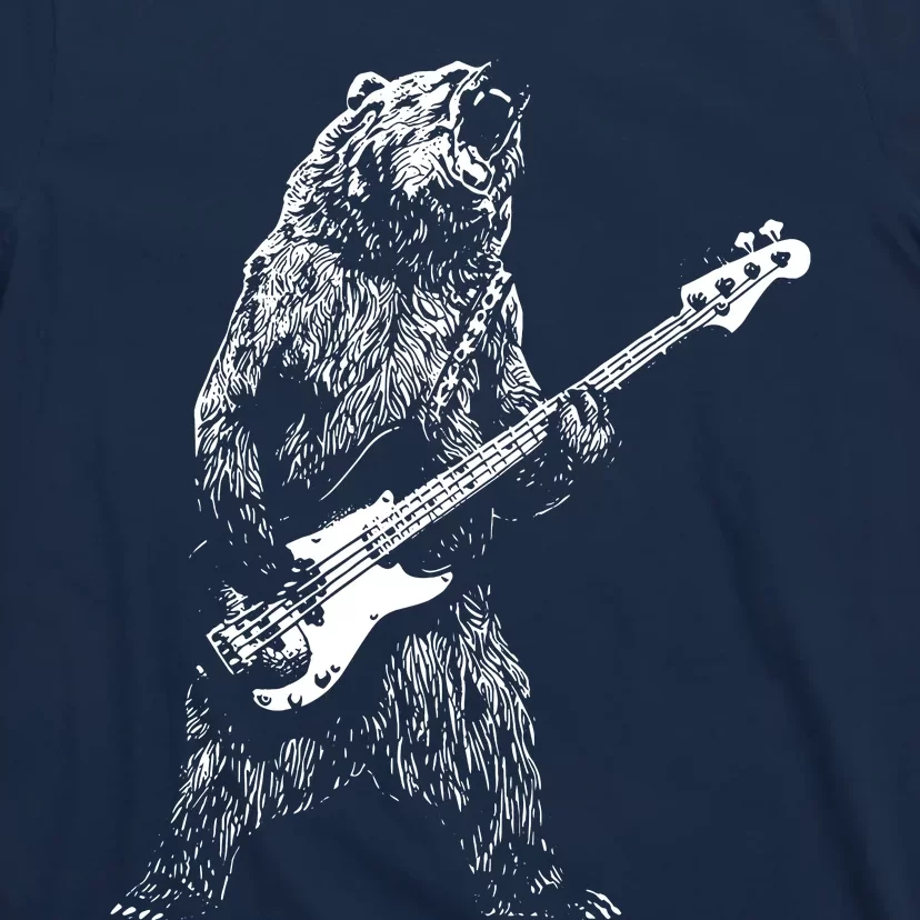 Bear Playing Bass Guitar Shirts For Men Animal Playing Guitar T-Shirt