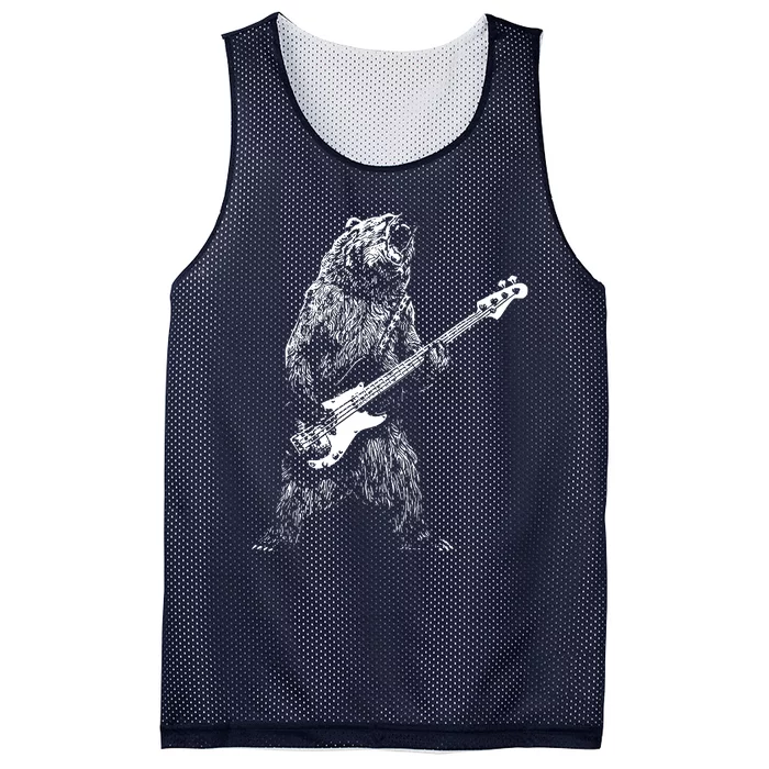 Bear Playing Bass Guitar Shirts For Men Animal Playing Guitar Mesh Reversible Basketball Jersey Tank