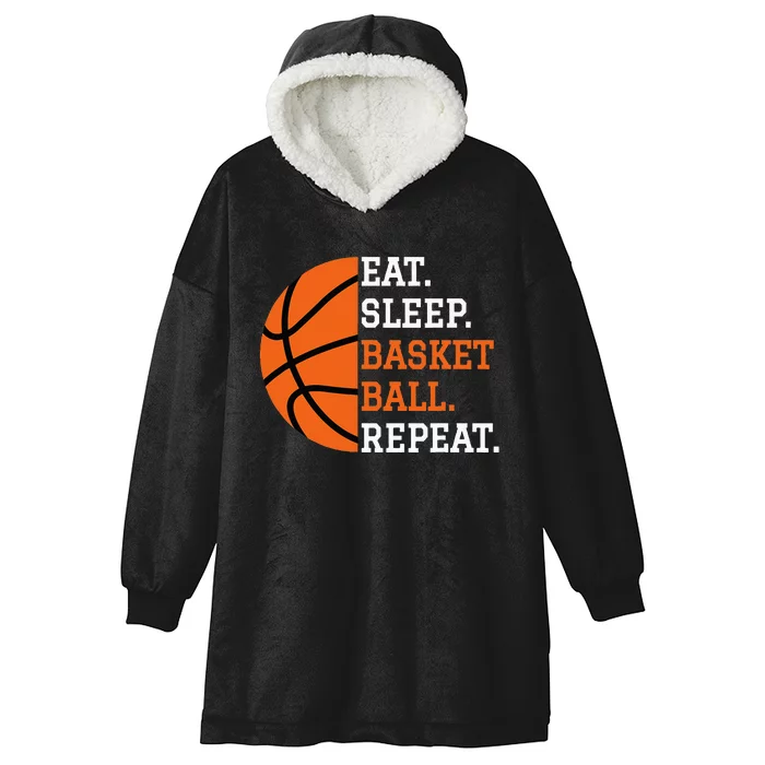 Basketball Player Boy Eat Sleep Basketball Repeat Hooded Wearable Blanket