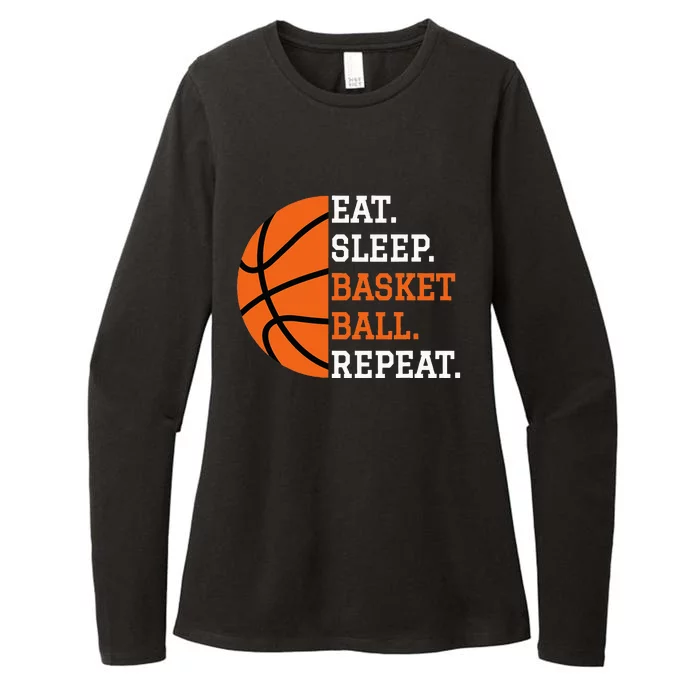 Basketball Player Boy Eat Sleep Basketball Repeat Womens CVC Long Sleeve Shirt