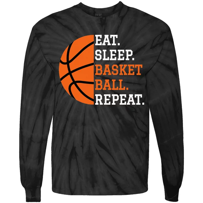 Basketball Player Boy Eat Sleep Basketball Repeat Tie-Dye Long Sleeve Shirt