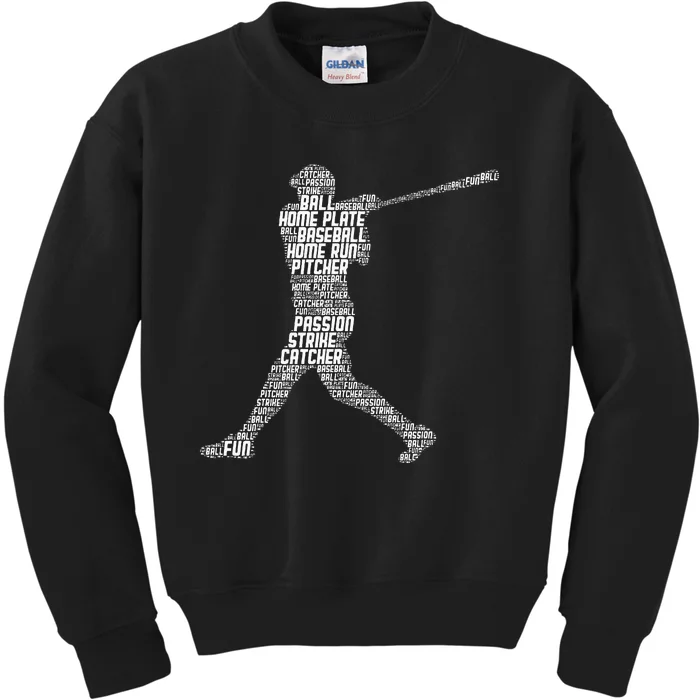 Baseball Player Batter Kids Sweatshirt