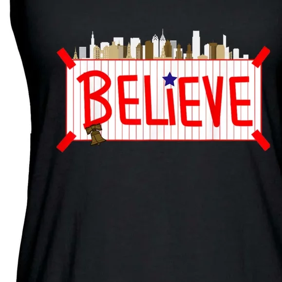 Believe Philadelphia Baseball Players Ladies Essential Flowy Tank