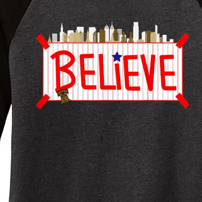 Believe Philadelphia Baseball Players Women's Tri-Blend 3/4-Sleeve Raglan Shirt