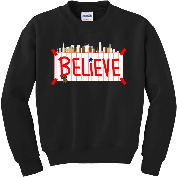 Believe Philadelphia Baseball Players Kids Sweatshirt