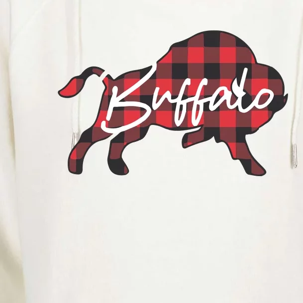 Buffalo Plaid Womens Funnel Neck Pullover Hood