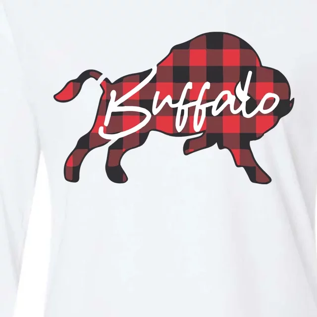 Buffalo Plaid Womens Cotton Relaxed Long Sleeve T-Shirt