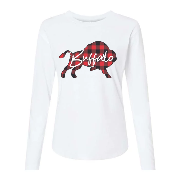 Buffalo Plaid Womens Cotton Relaxed Long Sleeve T-Shirt