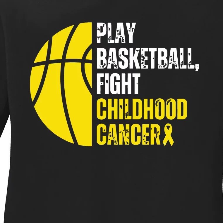 Basketball Player Ball Lovers Childhood Cancer Awareness Ladies Long Sleeve Shirt