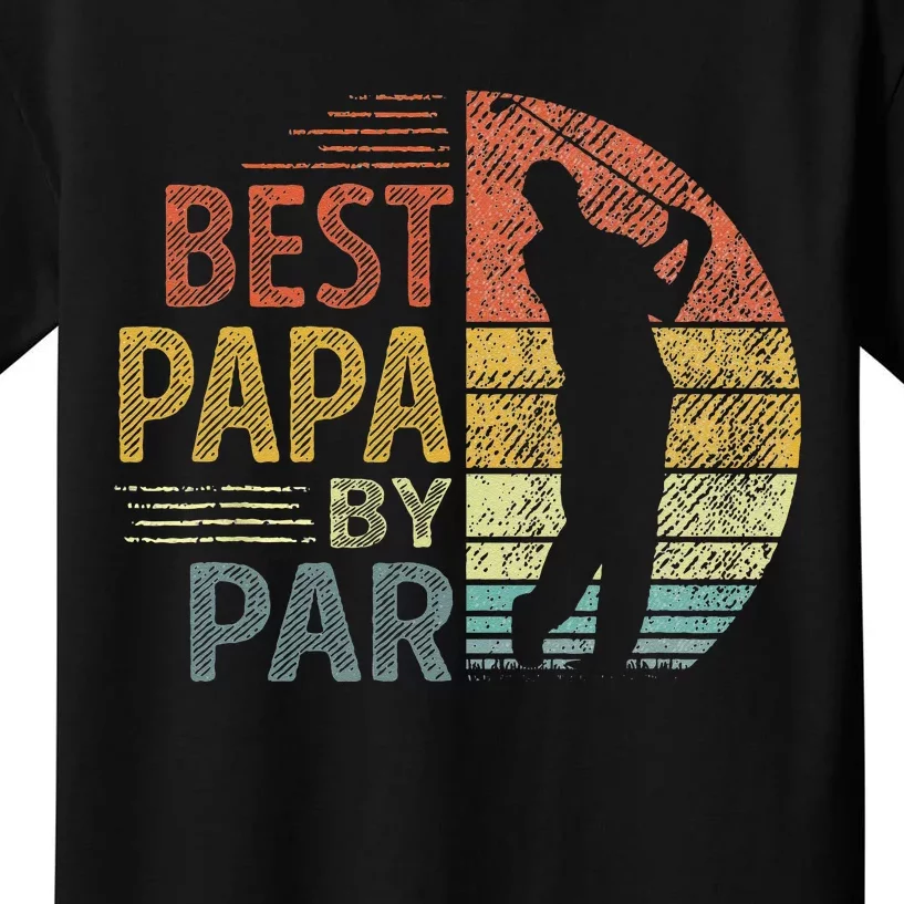 Best Papa By Par Fathers Day Golf Gift Grandpa Kids T-Shirt