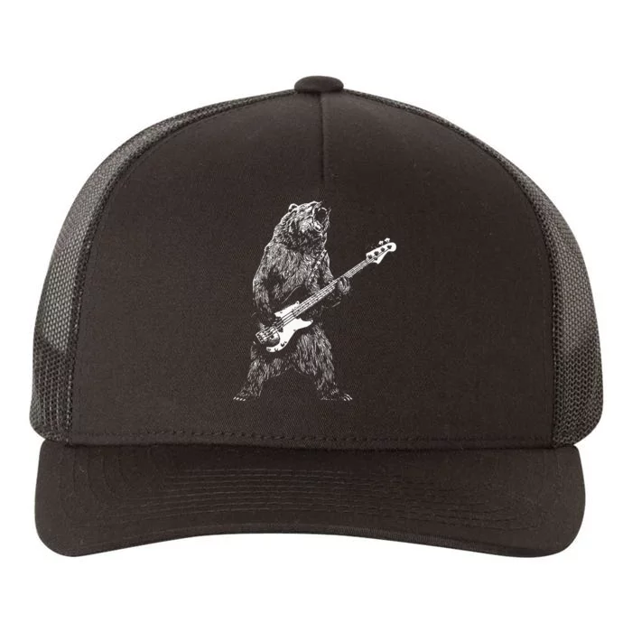 Bear Playing Bass Guitar For Men Animal Playing Guitar Yupoong Adult 5-Panel Trucker Hat