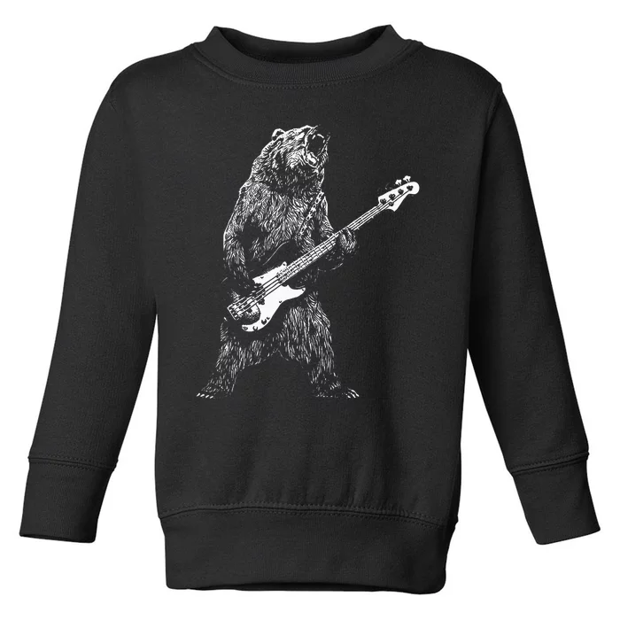 Bear Playing Bass Guitar For Men Animal Playing Guitar Toddler Sweatshirt