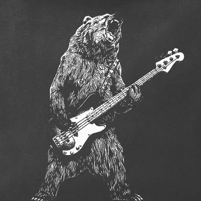 Bear Playing Bass Guitar For Men Animal Playing Guitar Zip Tote Bag