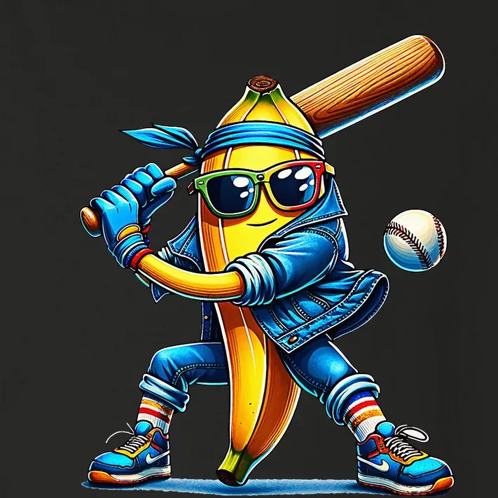 Banana Playing Baseball Fruit Lover Baseball Player Toddler Long Sleeve Shirt