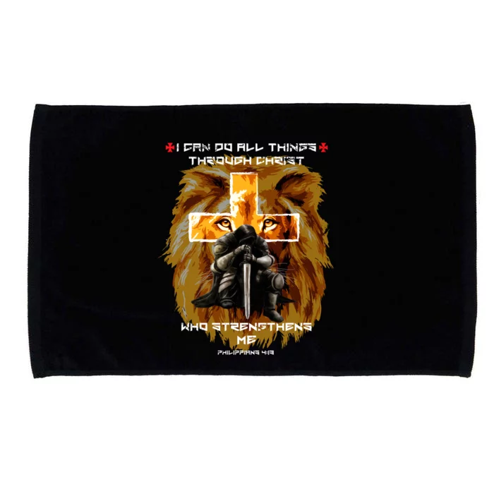 Back Print Bible Verse Funny Gift Dad Christian Lion Cross Gift Microfiber Hand Towel