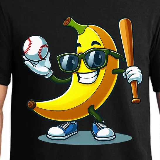 Banana Playing Baseball Fruit Lover Baseball Player Banana Pajama Set