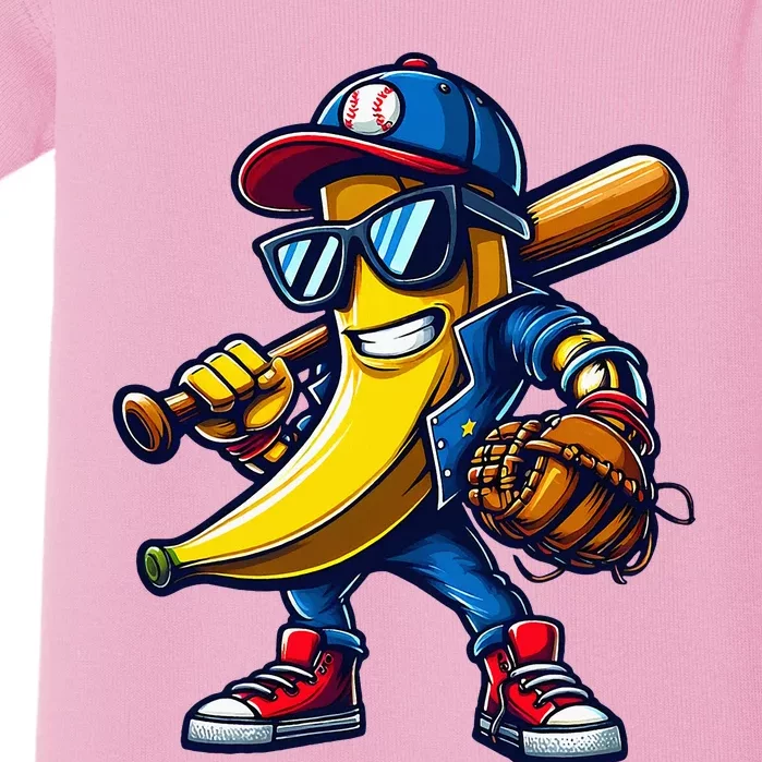 Banana Playing Baseball Fruit Lover Baby Bodysuit