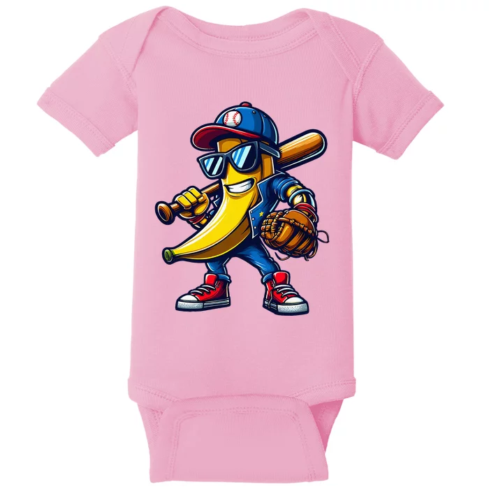 Banana Playing Baseball Fruit Lover Baby Bodysuit