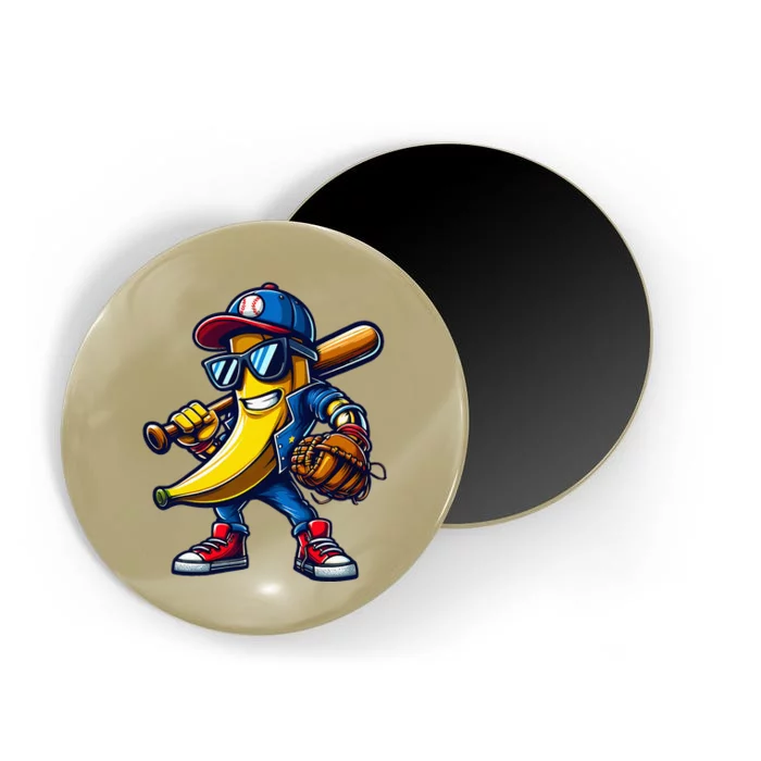 Banana Playing Baseball Fruit Lover Magnet