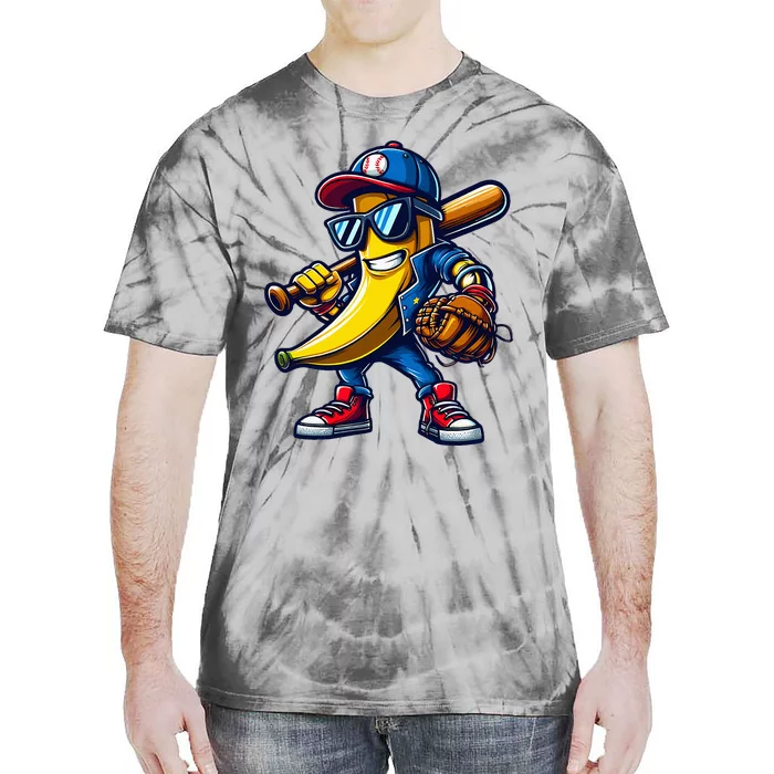 Banana Playing Baseball Fruit Lover Tie-Dye T-Shirt