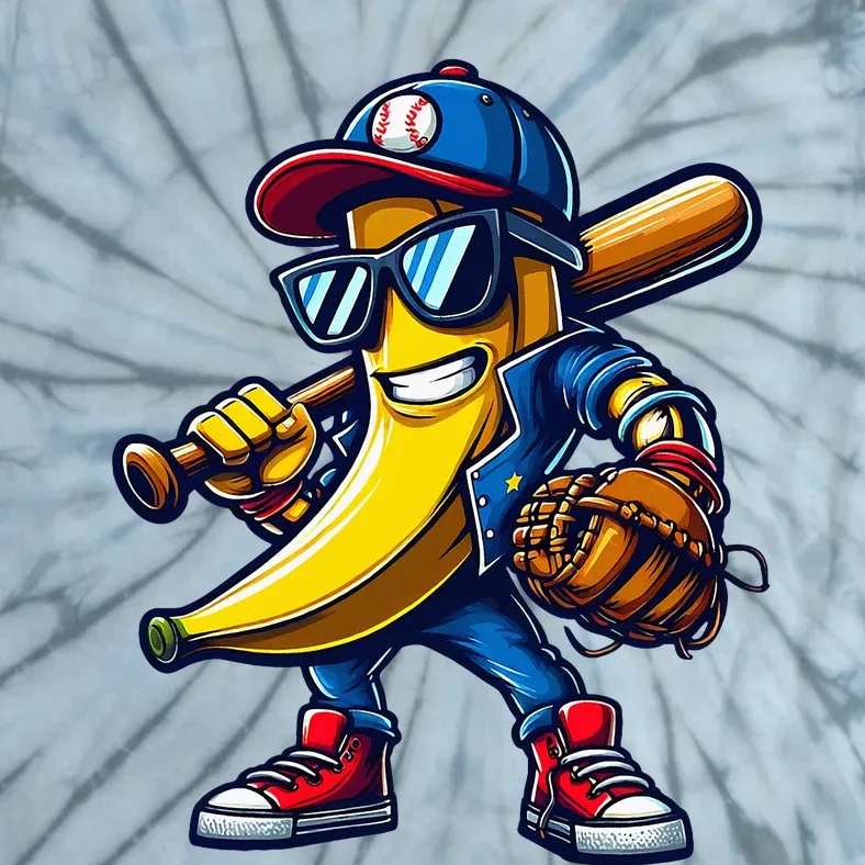 Banana Playing Baseball Fruit Lover Tie-Dye T-Shirt