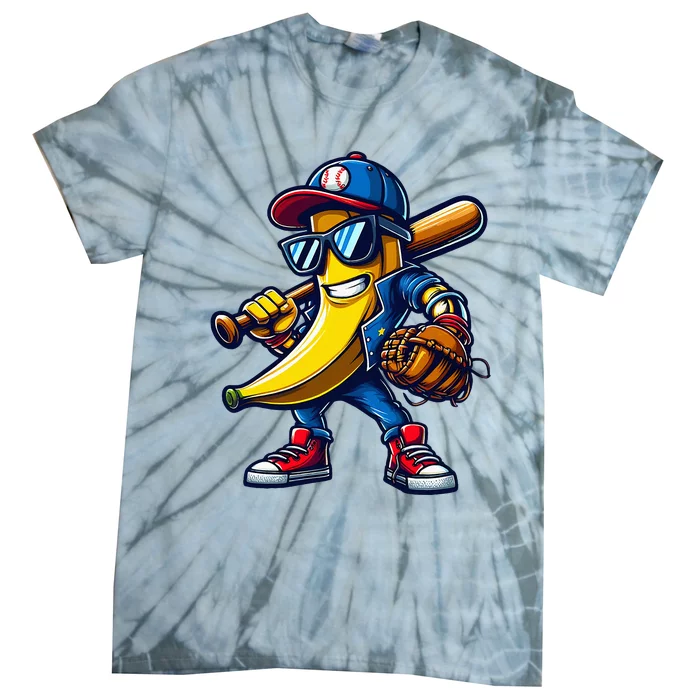 Banana Playing Baseball Fruit Lover Tie-Dye T-Shirt