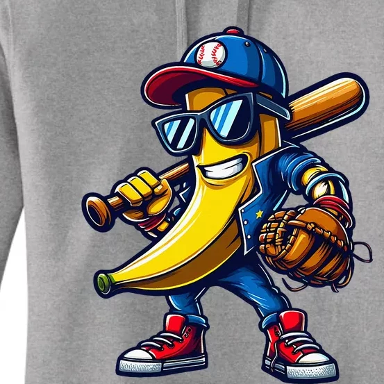 Banana Playing Baseball Fruit Lover Women's Pullover Hoodie