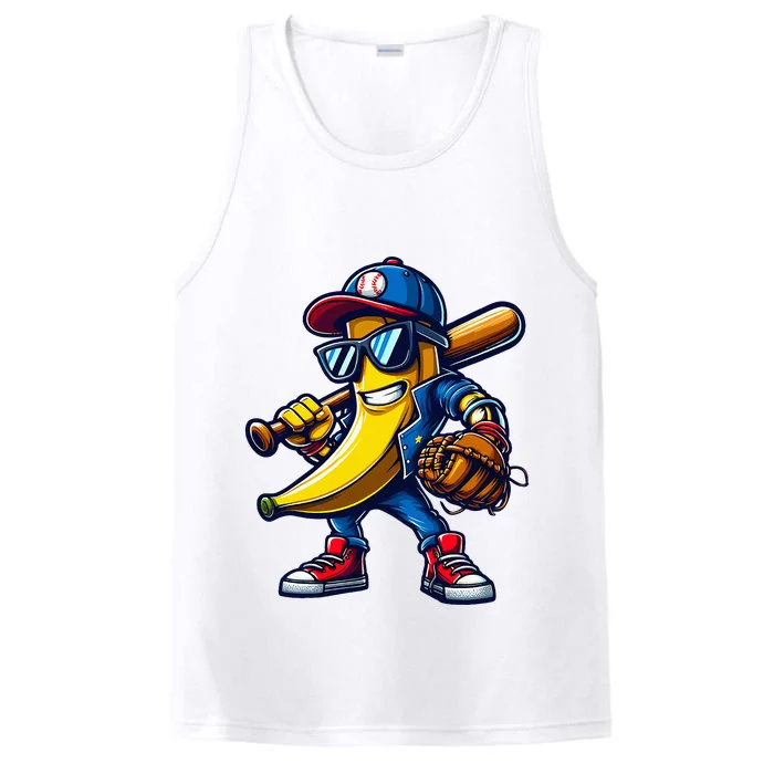 Banana Playing Baseball Fruit Lover Performance Tank