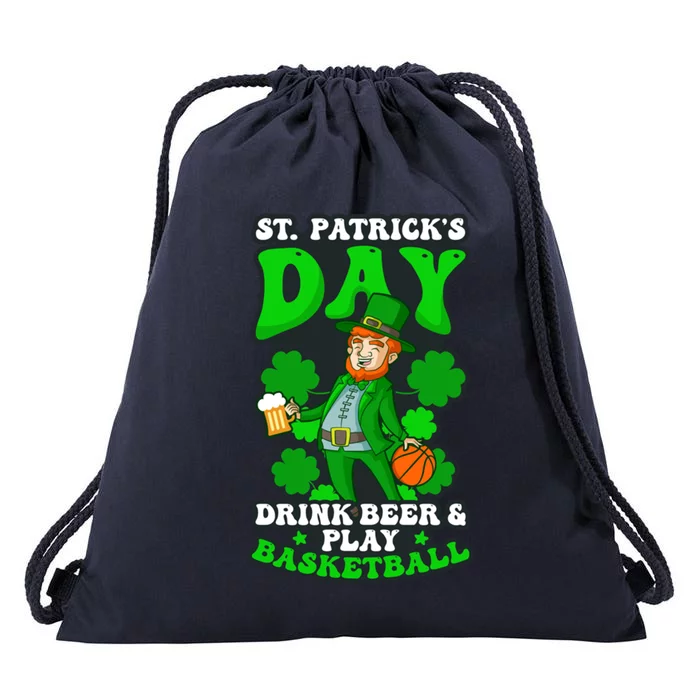 Beer Play Basketball Design St Patricks Basketball Gift Drawstring Bag