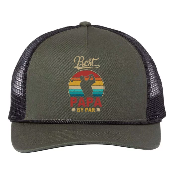 Best Papa By Par Father's Day Golf Lover Funny Funny Gift Retro Rope Trucker Hat Cap