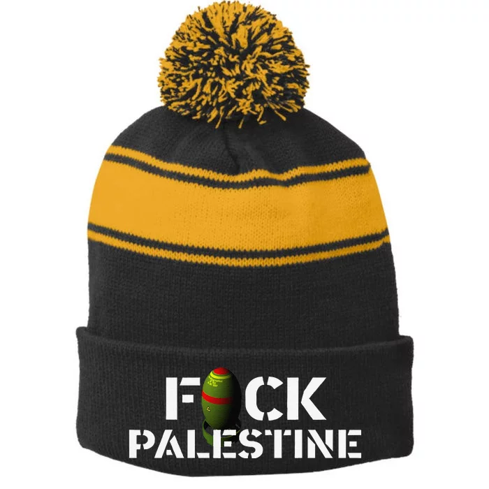 Bomb Palestine Stripe Pom Pom Beanie