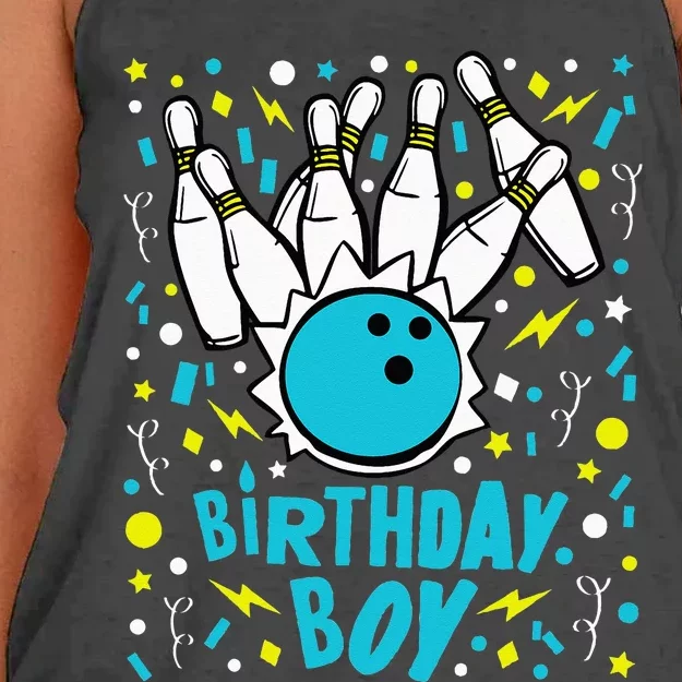 Bowling Party Birthday Pins Bowler Gift Women's Knotted Racerback Tank