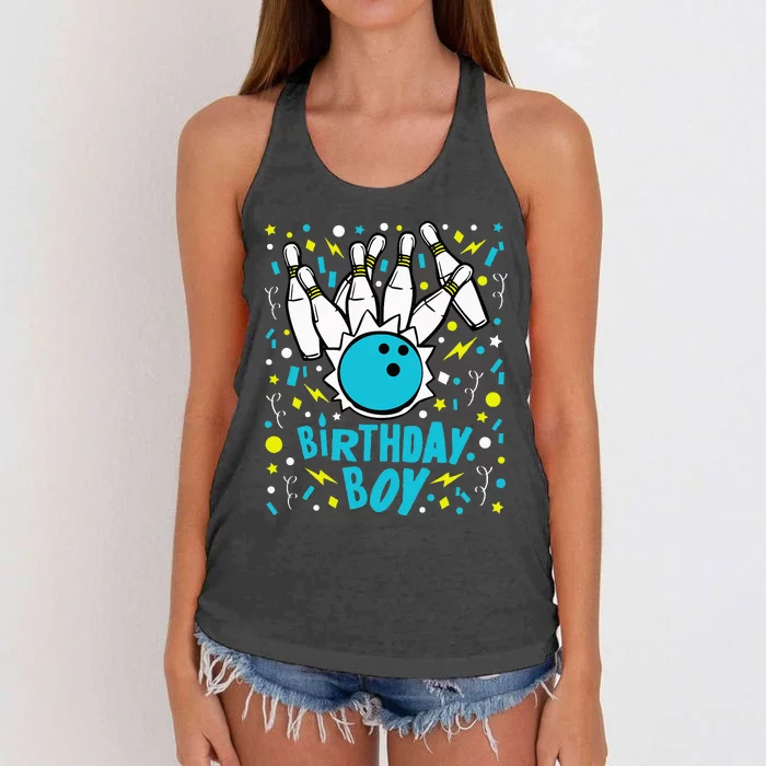 Bowling Party Birthday Pins Bowler Gift Women's Knotted Racerback Tank