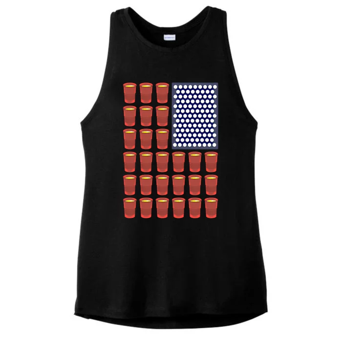 Beer Pong Balls Drunk America Flag 4th July Ing Gift Ladies Tri-Blend Wicking Tank