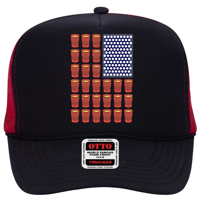 Beer Pong Balls Drunk America Flag 4th July Ing Gift High Crown Mesh Trucker Hat