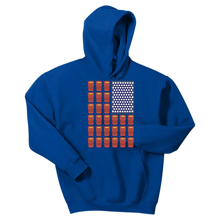 Beer Pong Balls Drunk America Flag 4th July Ing Gift Kids Hoodie