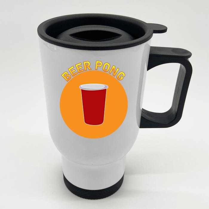 Beer Pong Beerpong Funny Pub Party Game Gift Front & Back Stainless Steel Travel Mug