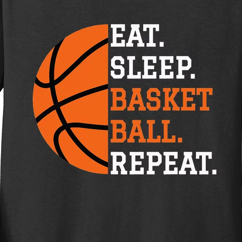 Basketball Player Boy Eat Sleep Basketball Repeat Kids Long Sleeve Shirt