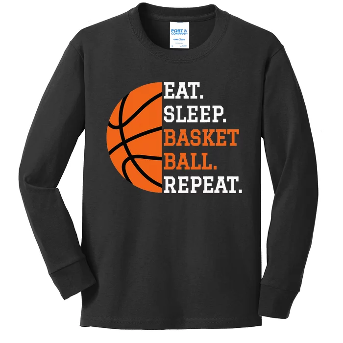 Basketball Player Boy Eat Sleep Basketball Repeat Kids Long Sleeve Shirt