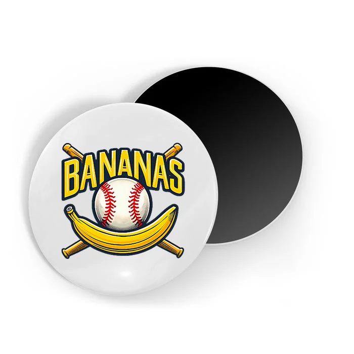 Banana Playing Baseball Fruit Lover Baseball Player Banana Magnet