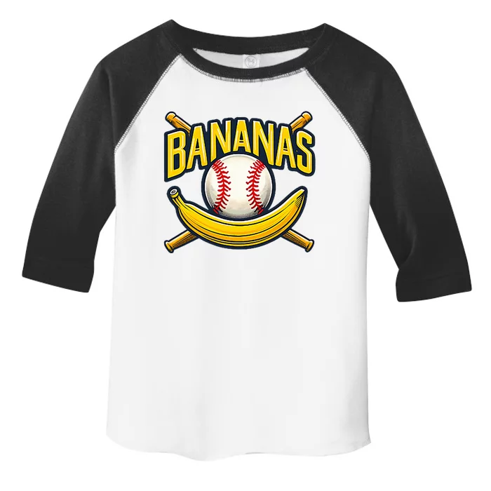 Banana Playing Baseball Fruit Lover Baseball Player Banana Toddler Fine Jersey T-Shirt