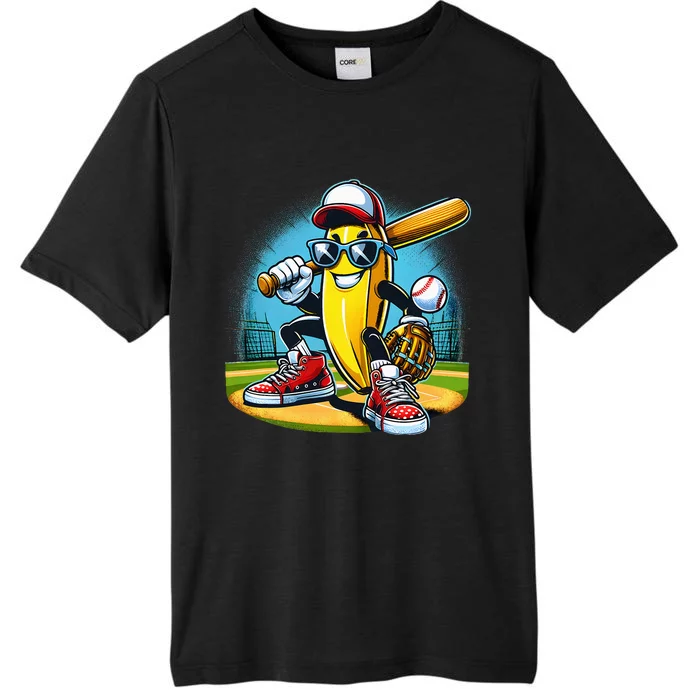 Banana Playing Baseball Funny Fruit Lover ChromaSoft Performance T-Shirt