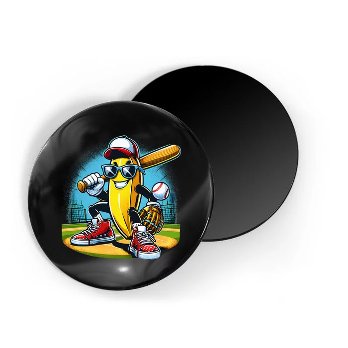 Banana Playing Baseball Funny Fruit Lover Magnet