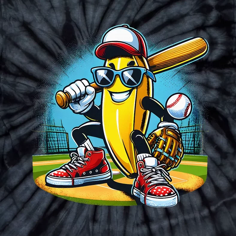 Banana Playing Baseball Funny Fruit Lover Tie-Dye T-Shirt