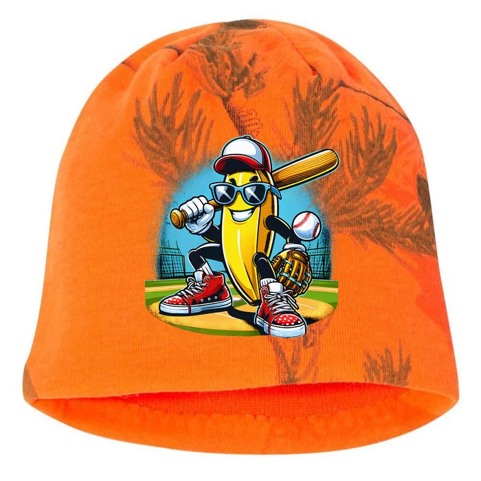 Banana Playing Baseball Funny Fruit Lover Kati - Camo Knit Beanie