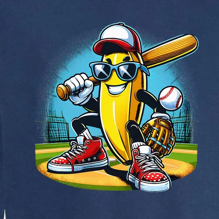 Banana Playing Baseball Funny Fruit Lover Garment-Dyed Sweatshirt