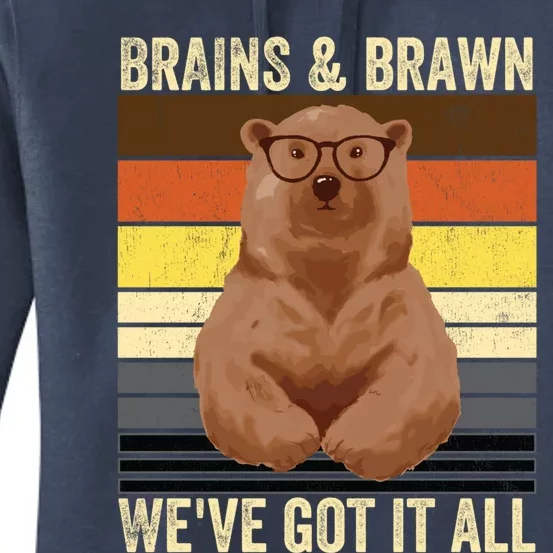 Bear Pride Brains And Brawn Gay Bear Brotherhood Funny Gift Women's Pullover Hoodie